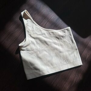 One shoulder ribbed tank top